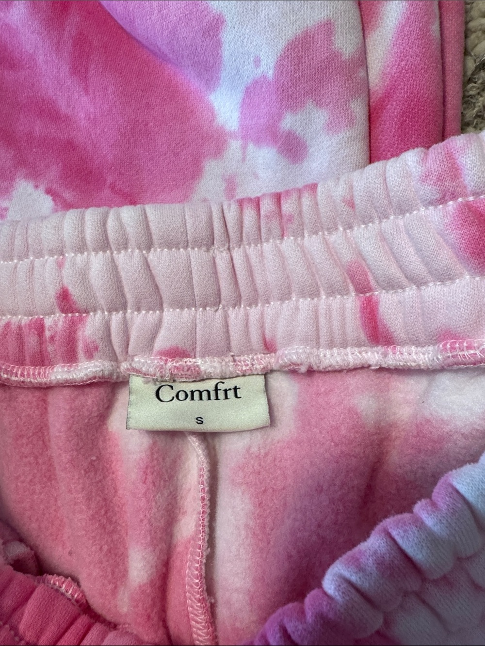 Comfrt Minimalist Women’s Pink Tie-Dye Jogger Pants - Picture 2 of 3